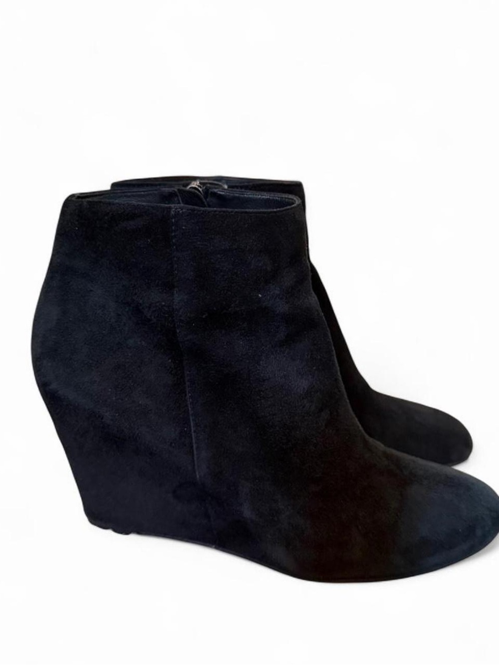 Black Suede Wedge Ankle Boots - Women